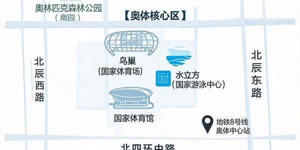 北京市朝阳区奥林匹克体育中心周边地图概览